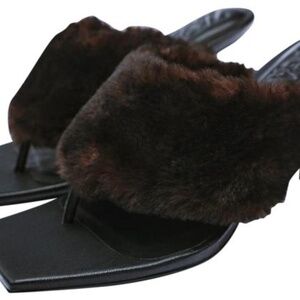 ZARA Faux Fur Toe Sandals